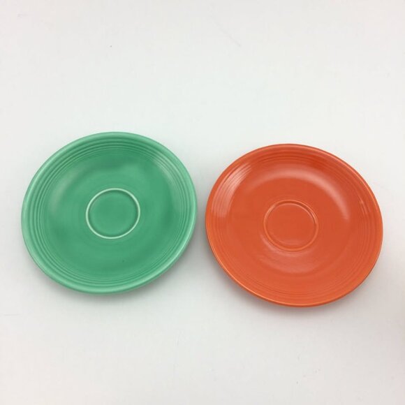 2 Vtg Fiesta Demitasse Cups Saucers Homer Laughlin Stick Handle Mix-and-Match - Picture 2 of 10